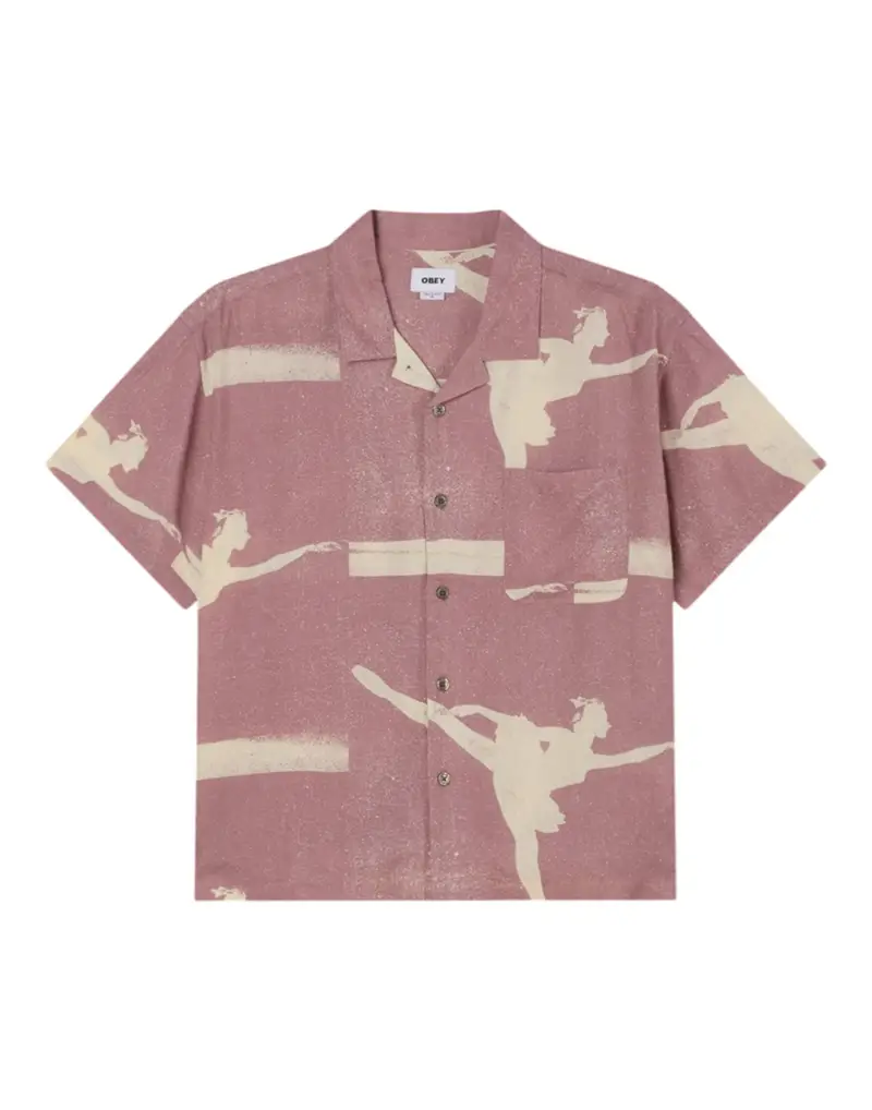 Obey Jacques cuban shirt camicia maniche corte - mauve multi S