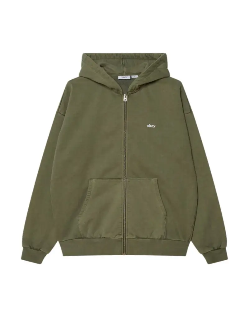 Lowercase pigment zip hoodie felpa effetto slavato con cappuccio e zip - pigment deep lichen M