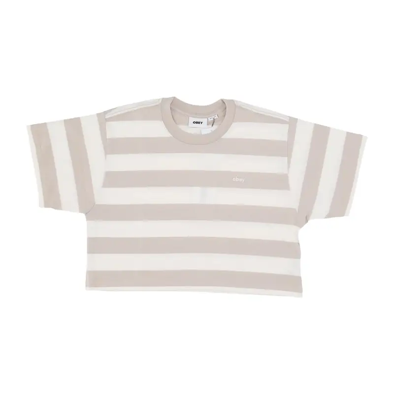 Maglietta Donna W Adams Stripe Cropped Tee Silver Grey Multi