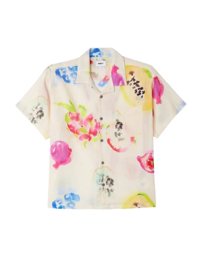 Obey Soft fruits woven camicia maniche corte - blush multi S