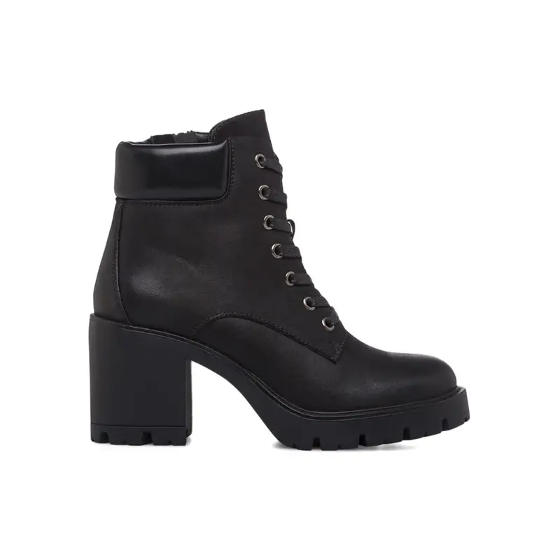 Anfibi neri da donna con tacco alto largo in gomma