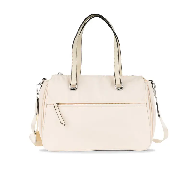 Bauletto bianco da donna con tasca con zip e tracolla removibile