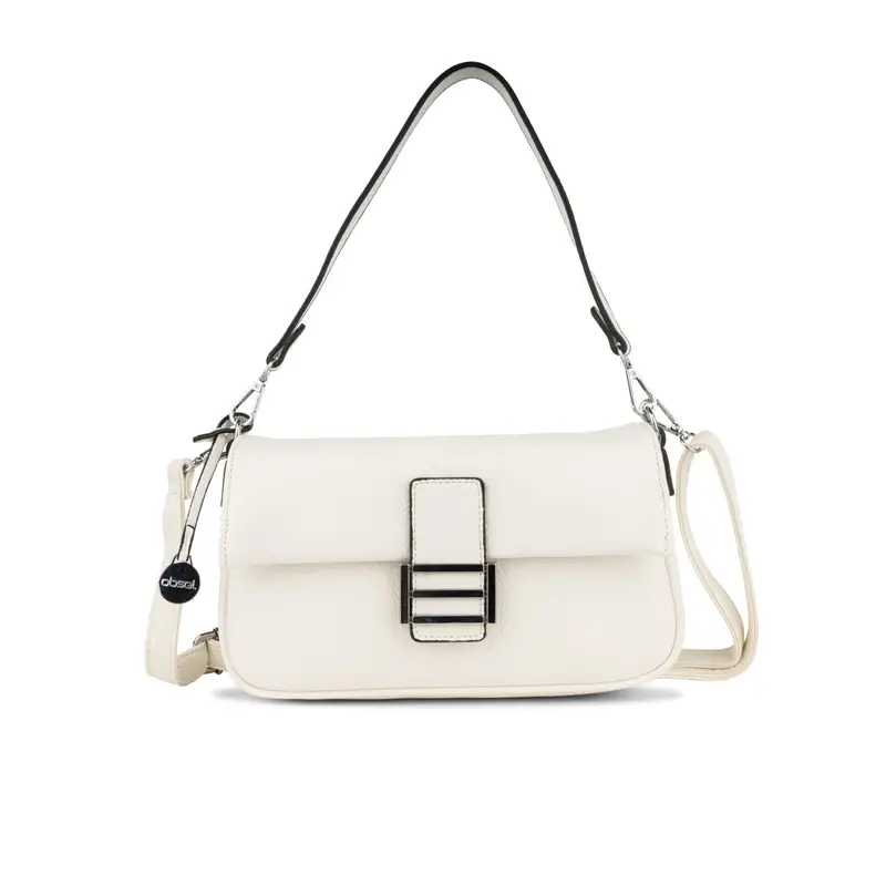 Borsa bianca da donna con doppia tracolla removibile e fibbia