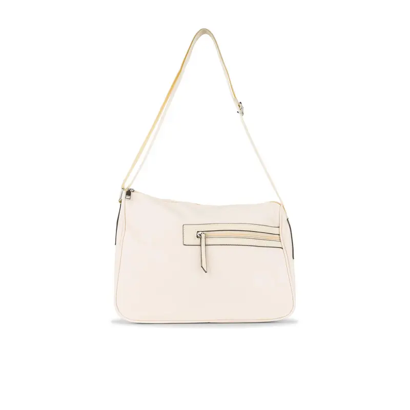 Borsa bianca da donna con taschina e tracolla regolabile