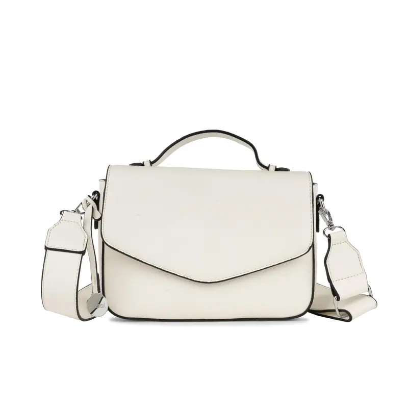 Borsa bianca da donna con tracolla removibile in tessuto