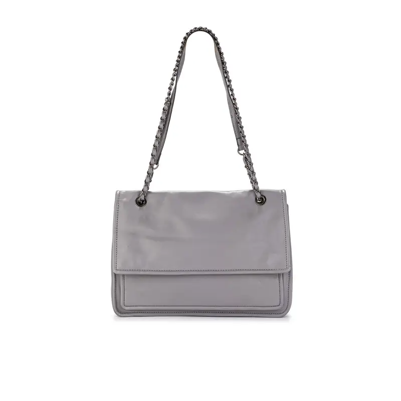 Borsa grigia con manici a catena