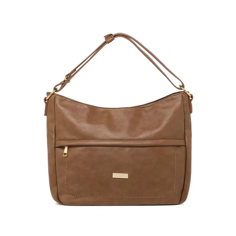 Borsa marrona da donna con tasca con zip