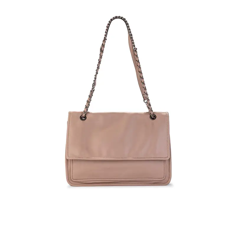 Borsa marrone chiaro con manici a catena