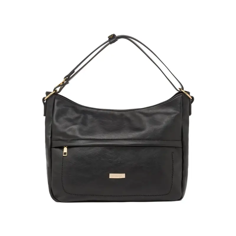 Borsa nera da donna con tasca con zip