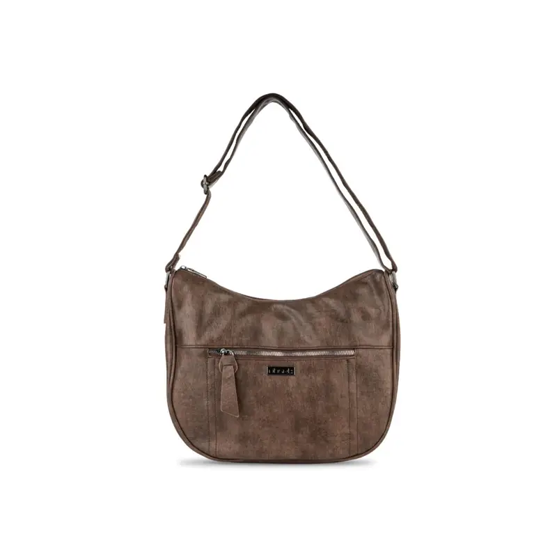 Borsa nera da donna con tasca frontale e tracolla