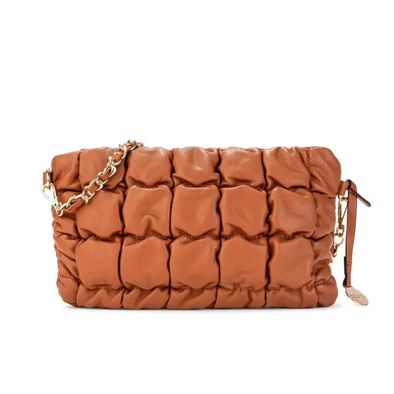 Borsetta arancione effetto trapuntato con tracolla in catena