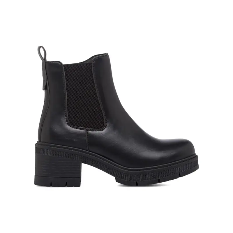 Chelsea neri da donna con tacco largo medio in gomma