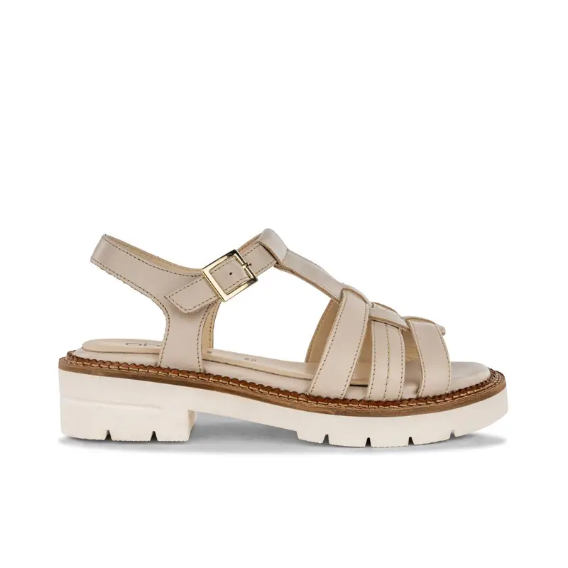 Sandali beige da donna con suola platform e cinturini