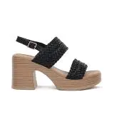 Sandali neri da donna con tacco e plateau