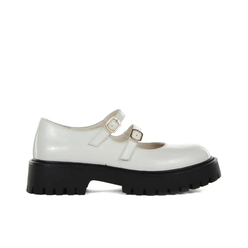 Scarpe casual bianche senza lacci con cinturini e suola platform