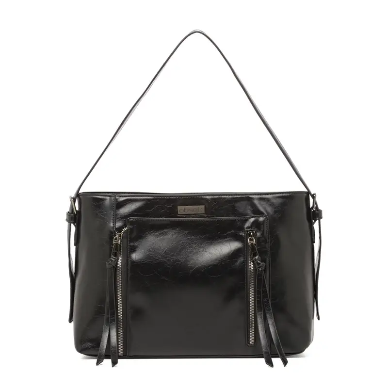 Shopper nera da donna con dettaglio zip