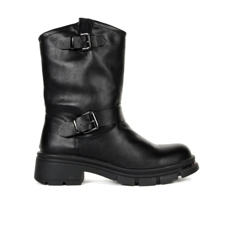 Stivaletti biker bassi neri con doppia fibbia