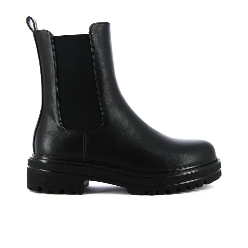 Stivaletti donna neri bassi modello chelsea con suola carrarmato