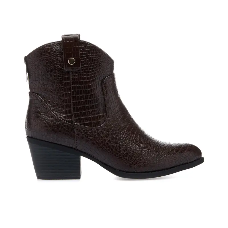 Stivaletti marroni texani in stampa animalier