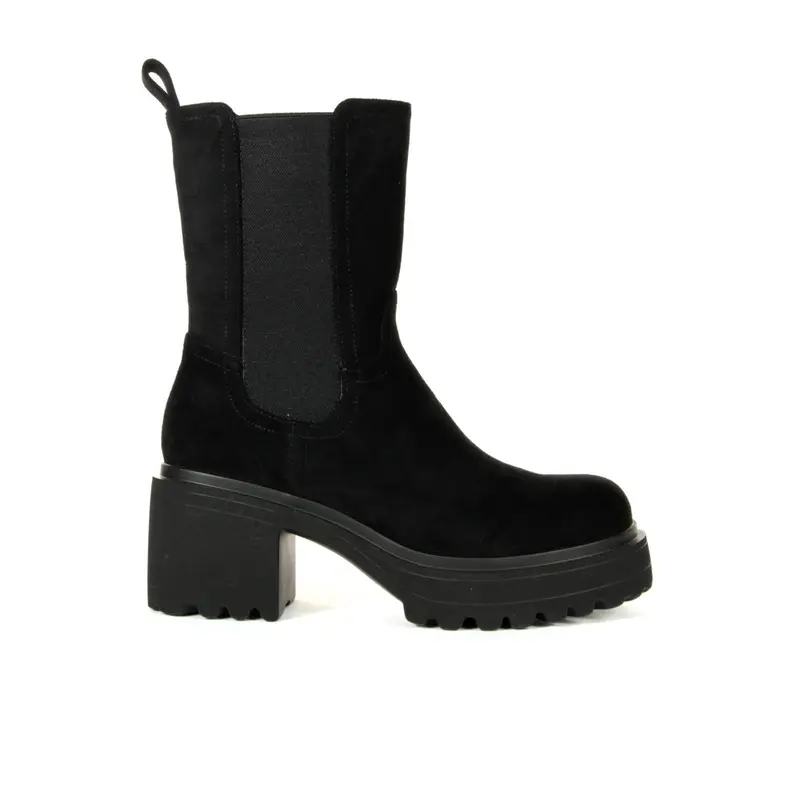 Stivaletti neri modello chelsea con tacco e plateau