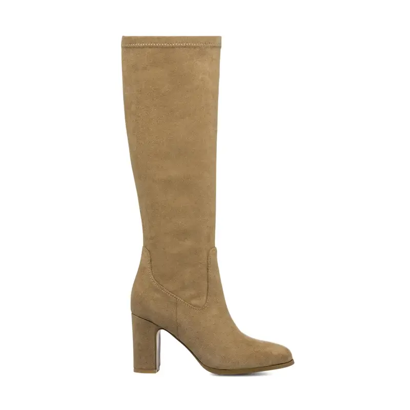 Stivali beige da donna con tacco alto
