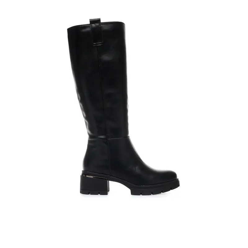 Stivali neri con tacco basso largo