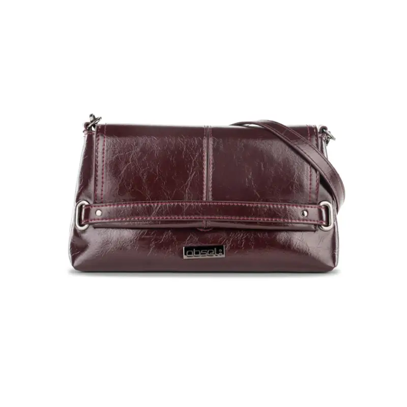 Tracolla bordeaux da donna con patta con fibbia