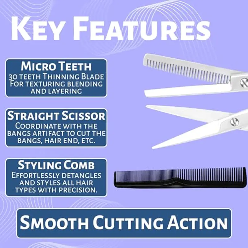 OCBA Forbici Parrucchiere Professionali 6 Pollici Forbici Capelli Acciaio Inossidabile per Taglio di capelli adatto di Uomini e Donne (6, 5 pollici argento set) miniatura 3