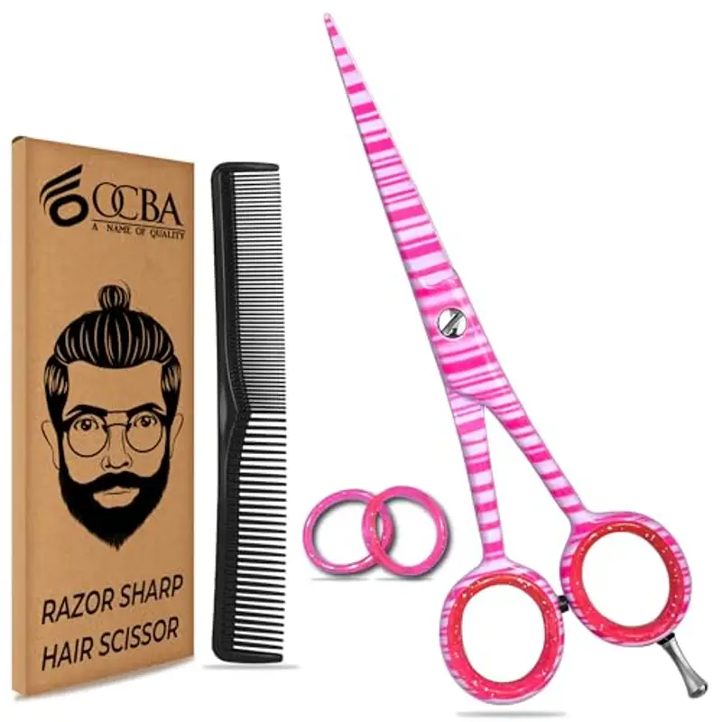 OCBA Forbici Parrucchiere Professionali 6 Pollici Forbici Capelli Acciaio Inossidabile per Taglio di capelli adatto di Uomini e Donne (6 pollici rosa)