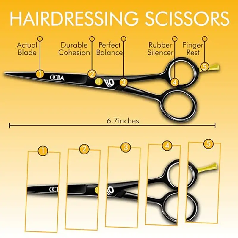 OCBA Friseurschere, Friseursalonschere Edelstahl Haarschere Professionelle Friseurschere, 6 Zoll Schere für Erwachsene (6 pollici nero classico) miniatura 2