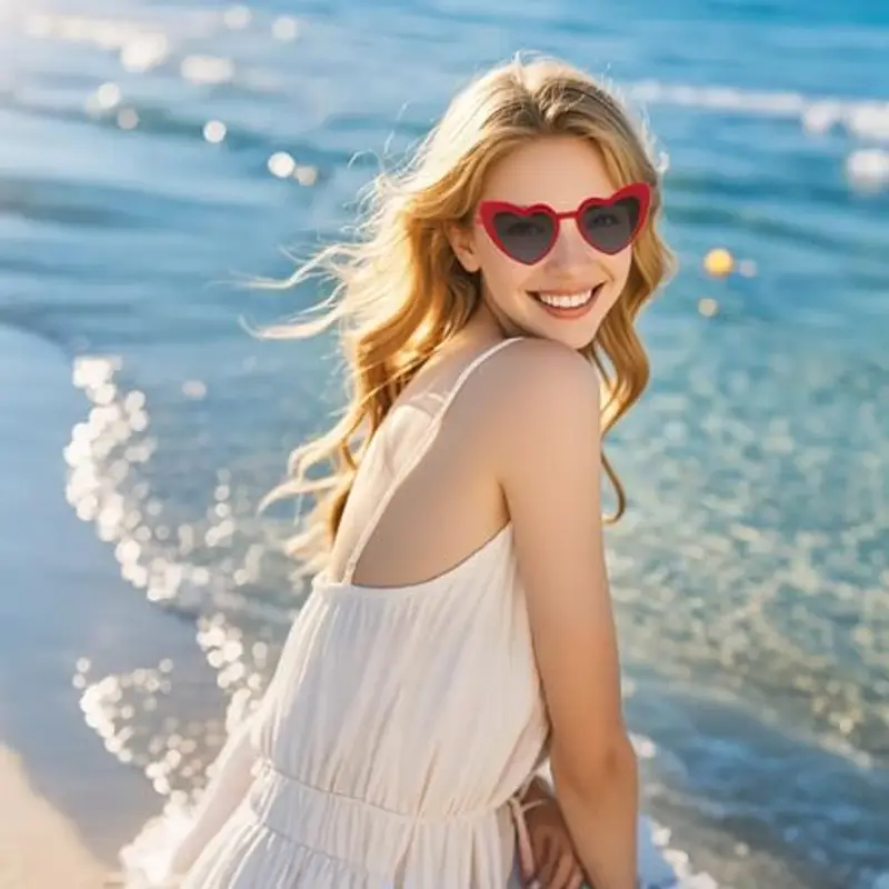 Occhiali da Sole a Cuore, Occhiali da Sole Vintage a Forma di Cuore, Occhiali da Sole da Festa, Protezione UV400 miniatura 3