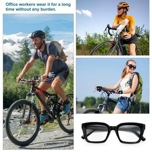 Occhiali Luce Blu Uomo e Donna, Montatura per Occhiali con Lenti Trasparenti, Cornice Quadrata Occhiali, Montature per miniatura 3