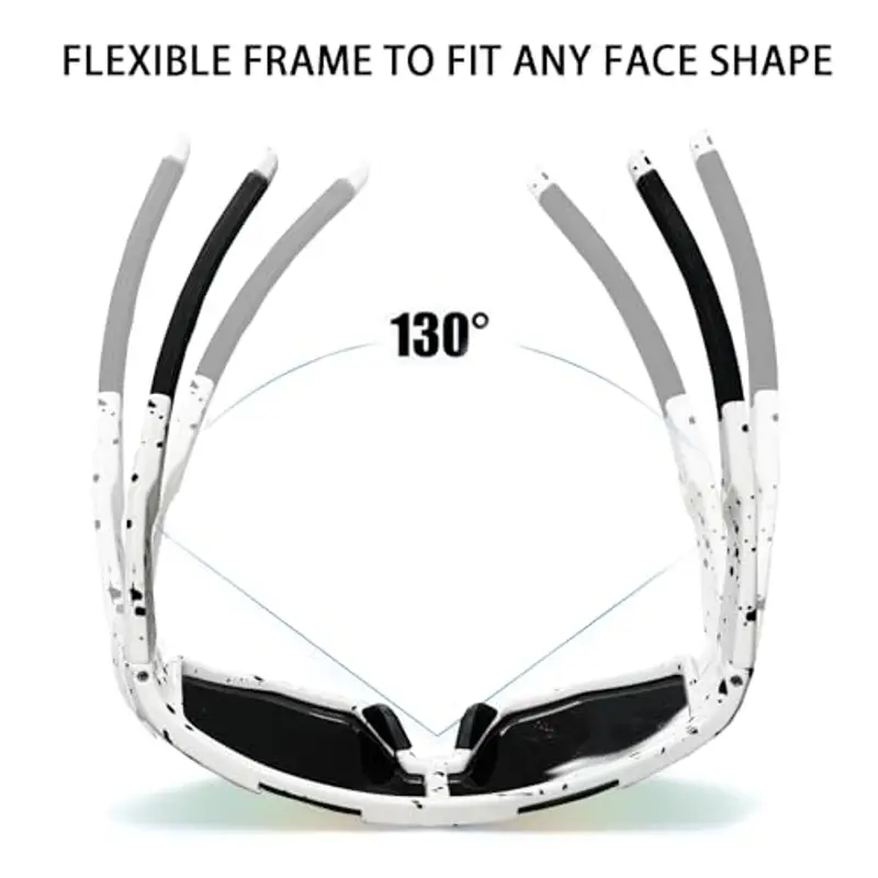 Occhiali Sole Sportivi Polarizzati Occhiali Ciclismo Bambino Protezione UV400 occhiali Bici Bambino 5 ai 16 Anni per Ciclismo Tennis Rugby Corsa Sport All'aperto (Bianco) miniatura 3