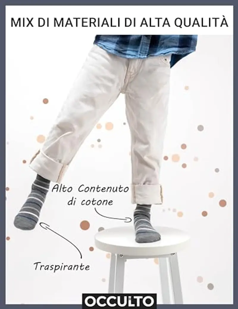 Occulto Calzini Colorati Bambino e Bambina Pacco da 10 (modello: Estilo) Blu Grigio 31 miniatura 3