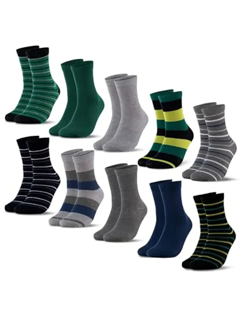 Occulto Calzini Colorati Bambino e Bambina Pacco da 10 (modello: Estilo) Blu Grigio 35-38