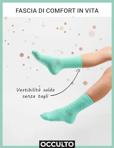 Occulto Calzini Colorati Bambino e Bambina Pacco da 10 (modello: Estilo) Menta 27 miniatura 2