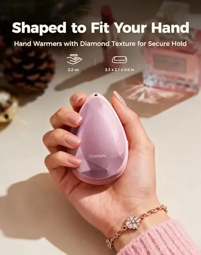 OCOOPA Donna Scaldamani Elettrico 2 Pezzi, Portatili, Eleganti, Forma Diamante Magnetica, Scalda Mani USB Ricaricabili miniatura 2