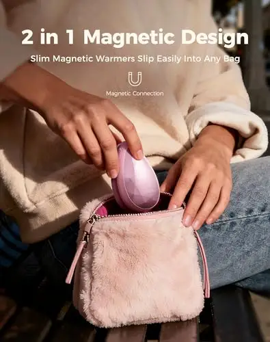 OCOOPA Donna Scaldamani Elettrico 2 Pezzi, Portatili, Eleganti, Forma Diamante Magnetica, Scalda Mani USB Ricaricabili miniatura 3