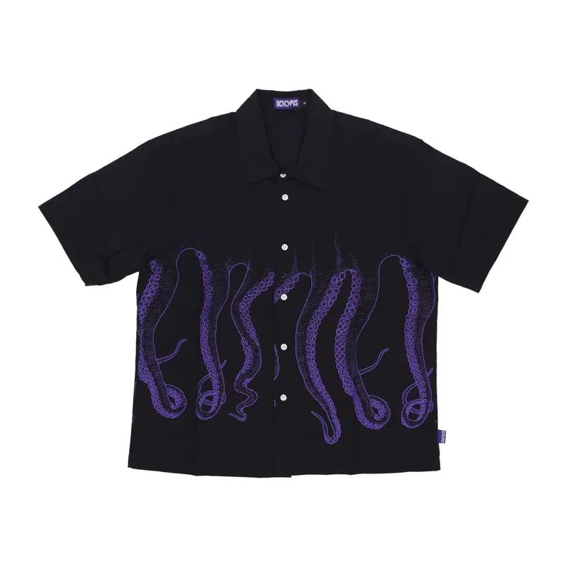 Camicia Manica Corta Uomo Outline Shirt Black/purple