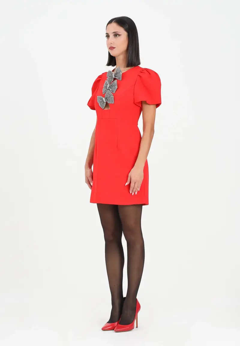 Abito corto Alagna rosso da donna con fiocchi