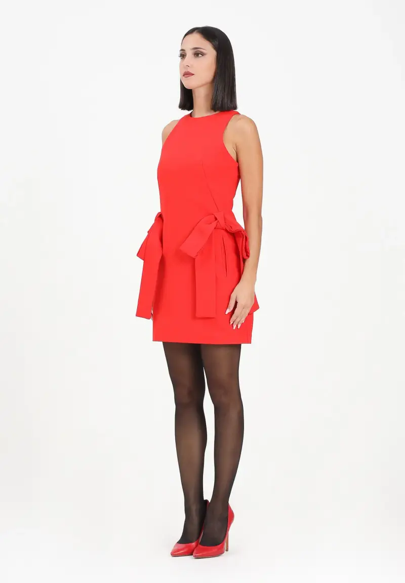 Abito corto Angi rosso da donna con maxi fiocchi
