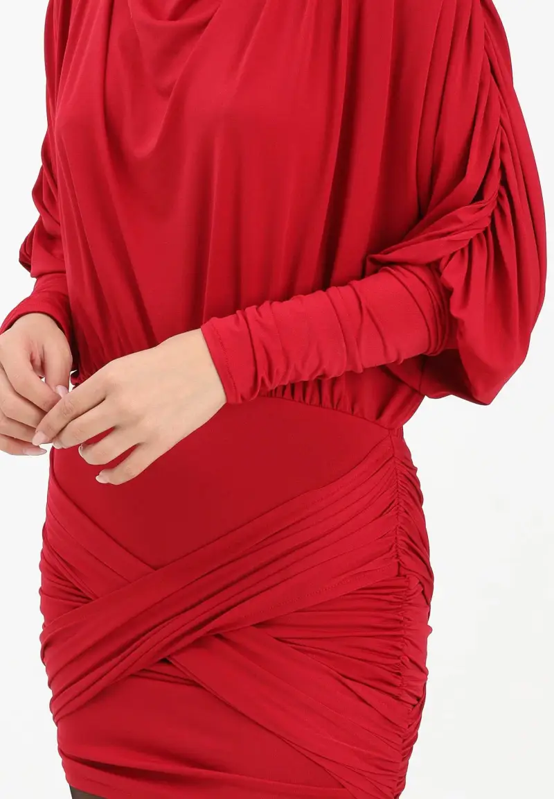 Abito corto Cerese rosso da donna miniatura 3