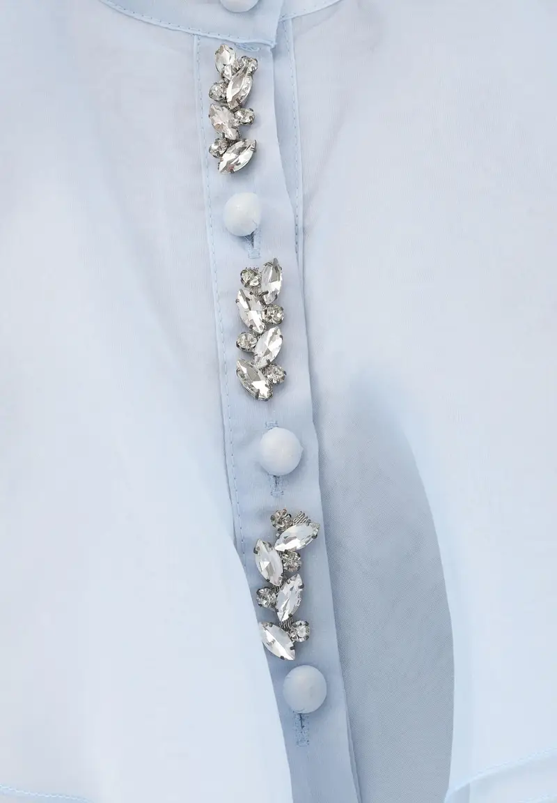 Camicia a manica lunga celeste da donna miniatura 3