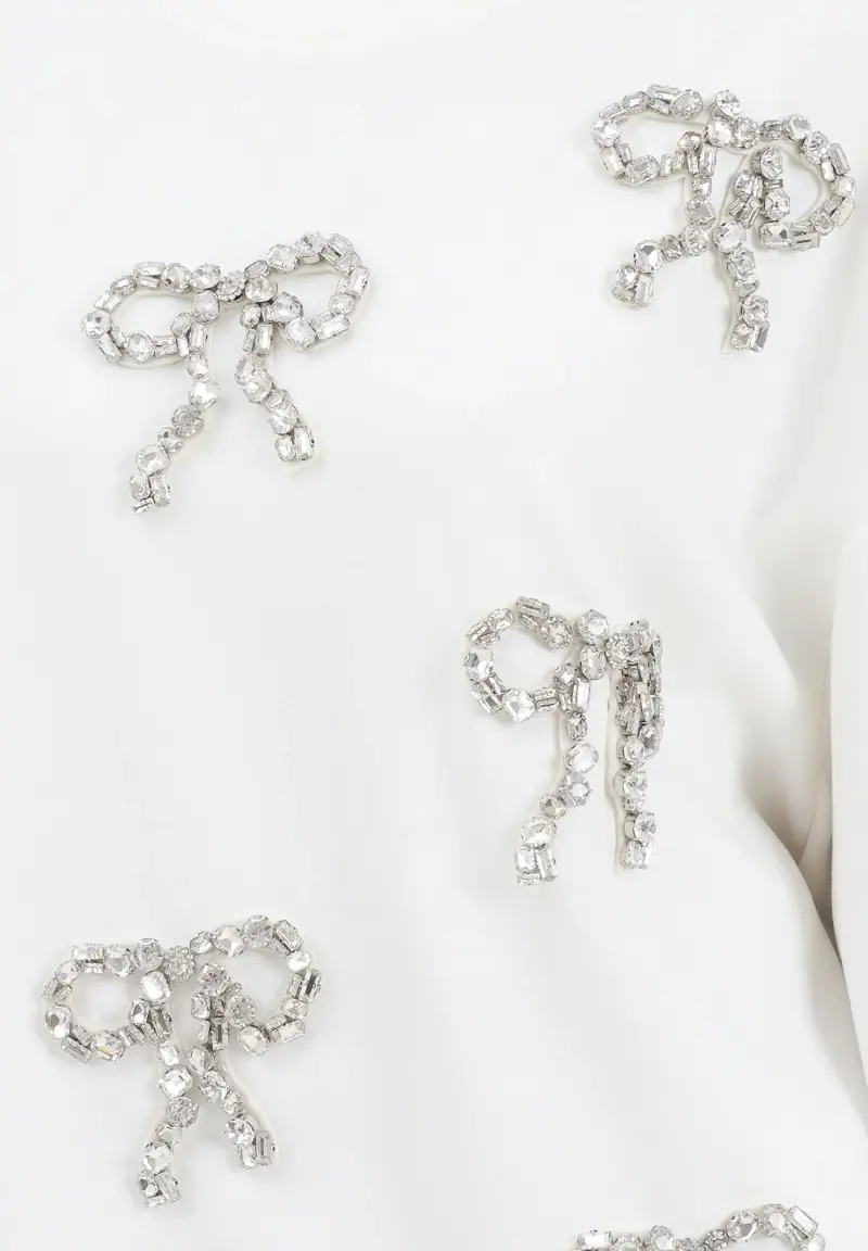 Felpa girocollo Nogara bianca da donna con applicazioni miniatura 3