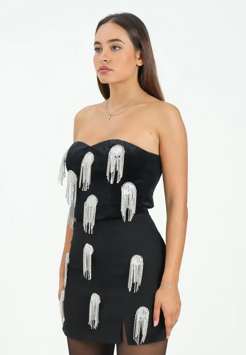 VICOLO Corpetto Asciano nero da donna con applicazioni