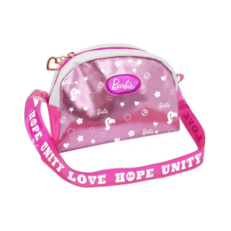 ODS - Barbie - Borsetta Fashion con Tracolla e Chiusura Zip, Ciondolo Inclusa, Misura 22 cm, Età Consigliabile 3+