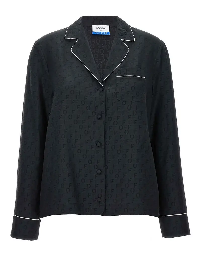 Camicia del pigiama in Jaquard Nero