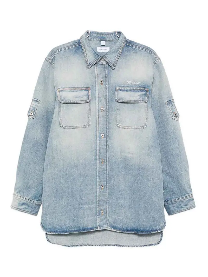 Camicia in denim di cotone azzurro Blu