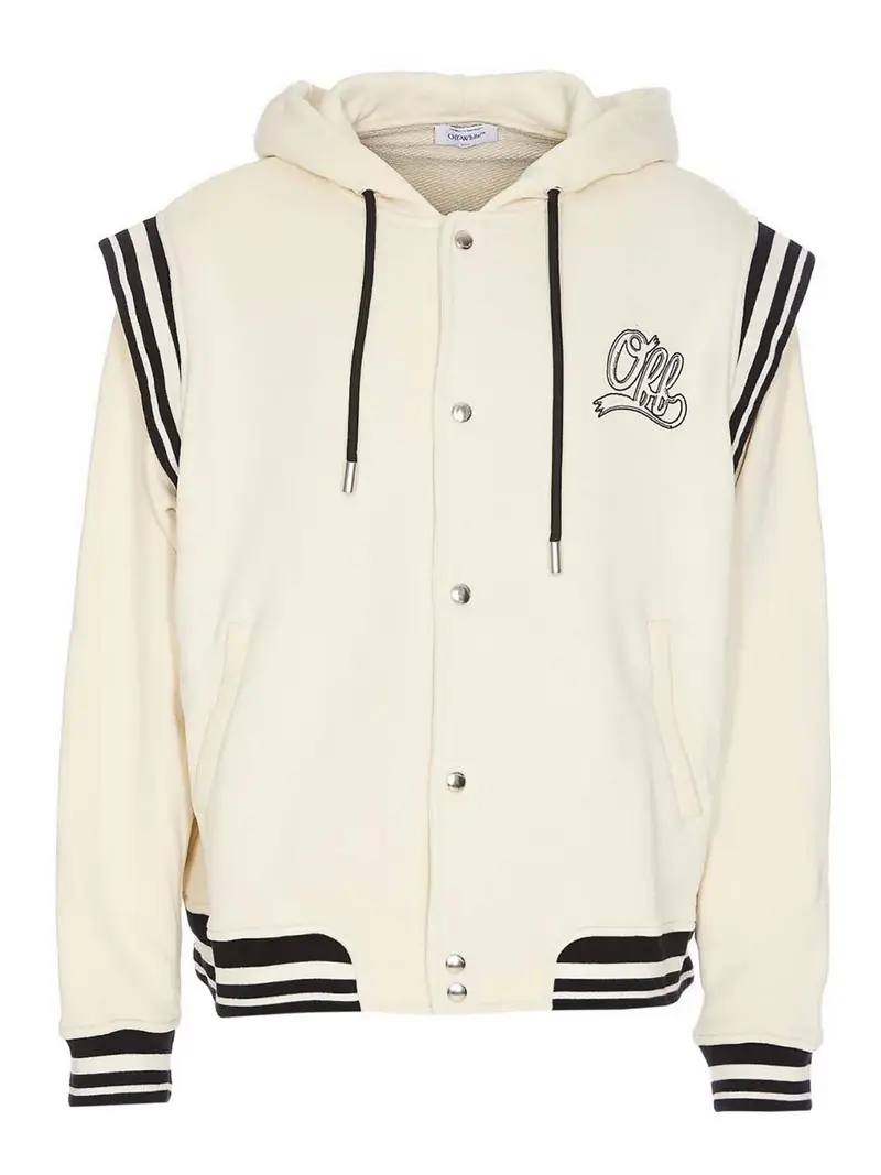 Con cappuccio di varsity fuori pile Bianco