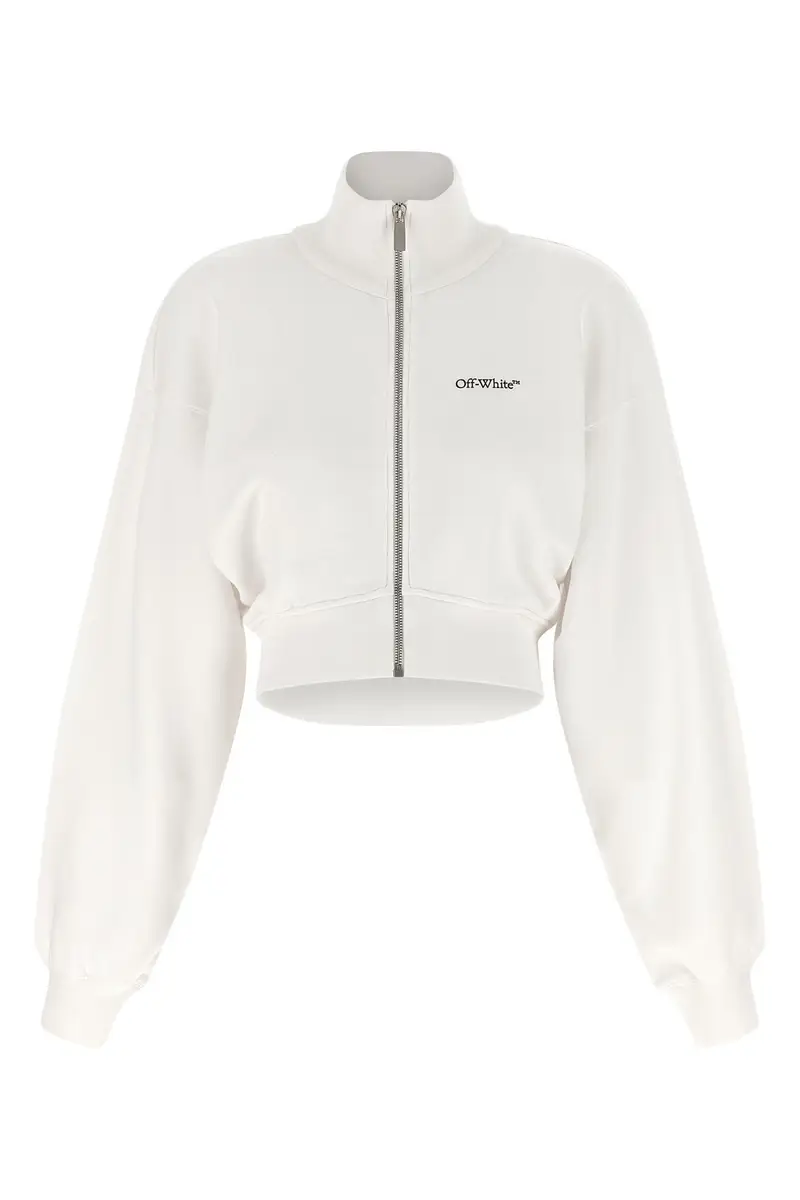 Off-White Felpa crop bianca con stampa Arrow Glowing Flower